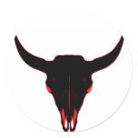 Bison Skull Black and Red Sticker