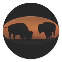 Bison Sunset Round Sticker