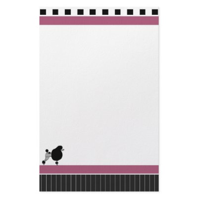 Bistro Black and Pink Poodle Customized Stationery by PaperExpressions