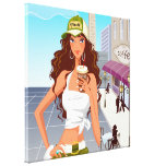 Bistro Girl  Wrapped Canvas Canvas Print