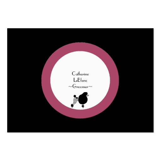 Bistro Poodle in Black White and Pink Business Card Templates (back side)