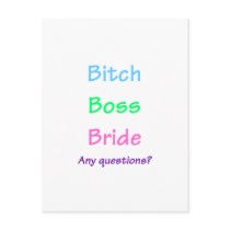 Bitch Boss Bride Post Cards