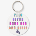 BITCH OWNS OWN BIKE keychains