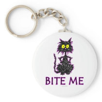 Bite Me! Cat Gift Designs Keychain