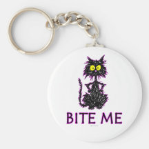 Bite Me! Cat Gift Designs Keychain