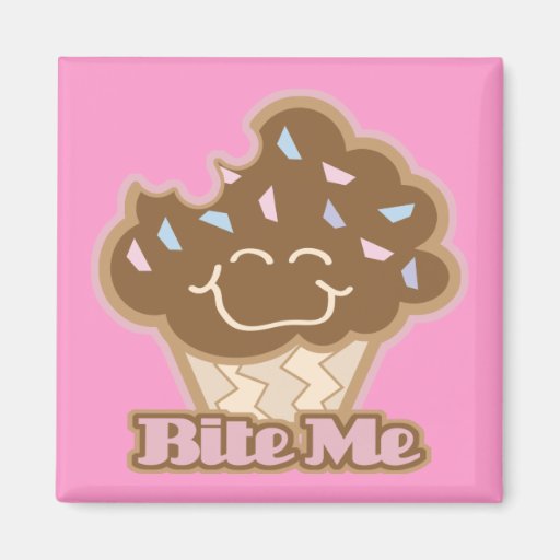 bite me chocolate cupcake refrigerator magnet
