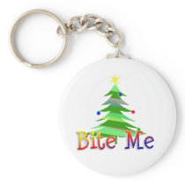 Bite Me Christmas Tree keychains