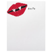 Bite Me Red Lips n Fangs Custom Letterhead