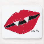 Bite Me Red Lips n Fangs Mousepads