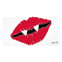 Bite Me Red Lips n Fangs Photo Greeting Card