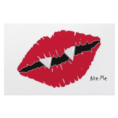 Bite Me Red Lips n Fangs Stationery Design by HalloweenSpirit