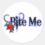 Bite Me Round Sticker