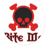Bite me round stickers