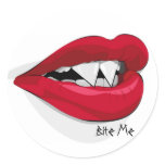 Bite Me Vampira Mouth Round Stickers