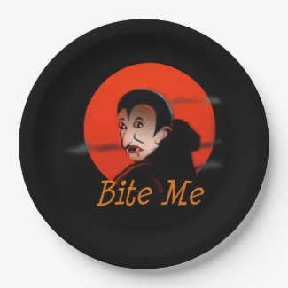 Bite Me Vampire Halloween 9 Inch Paper Plate