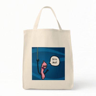 Bite Me! worm Tote Bags by antiboris