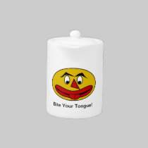 Bite Your Tongue Funny Yellow Face teapots