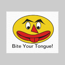 Bite Your Tongue Funny Yellow Face canvas prints
