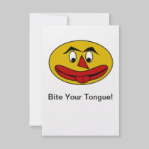 Bite Your Tongue Funny Yellow Face invitations