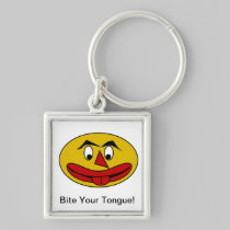 Bite Your Tongue Funny Yellow Face keychains