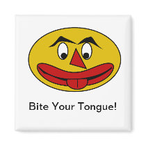 Bite Your Tongue Funny Yellow Face Magnets