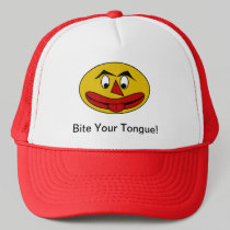Bite Your Tongue Funny Yellow Face hats