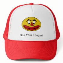 Bite Your Tongue Funny Yellow Face Mesh Hat