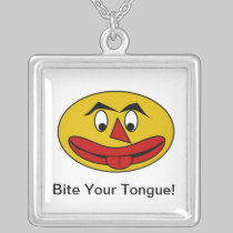 Bite Your Tongue Funny Yellow Face necklaces