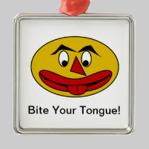Bite Your Tongue Funny Yellow Face ornaments