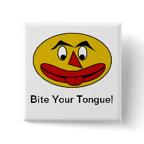 Bite Your Tongue Funny Yellow Face Pins