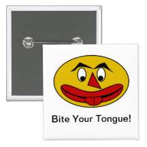 Bite Your Tongue Funny Yellow Face Pins