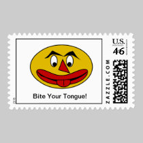 Bite Your Tongue Funny Yellow Face stamps
