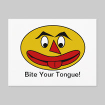 Bite Your Tongue Funny Yellow Face postcards