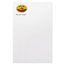Bite Your Tongue Funny Yellow Face Custom Stationery