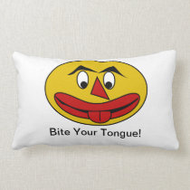 Bite Your Tongue Funny Yellow Face pillows