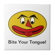 Bite Your Tongue Funny Yellow Face tiles