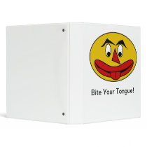 Bite Your Tongue Funny Yellow Face Vinyl Binder