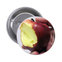 Bitten Red Apple Button