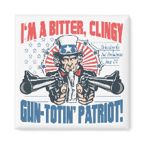 Bitter, Clingy Gun-Toting Patriot Uncle Sam Gear Fridge Magnets