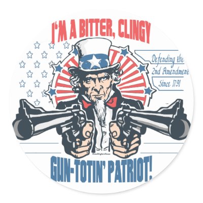Bitter, Clingy Gun-Toting Patriot Uncle Sam Gear Round Stickers by GunRightsGear