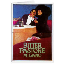 Bitter Pastore Milano Vintage Wine Drink Ad Art Greeting Cards