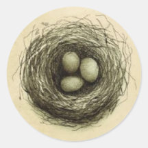Bitty Bird Nest Round Stickers