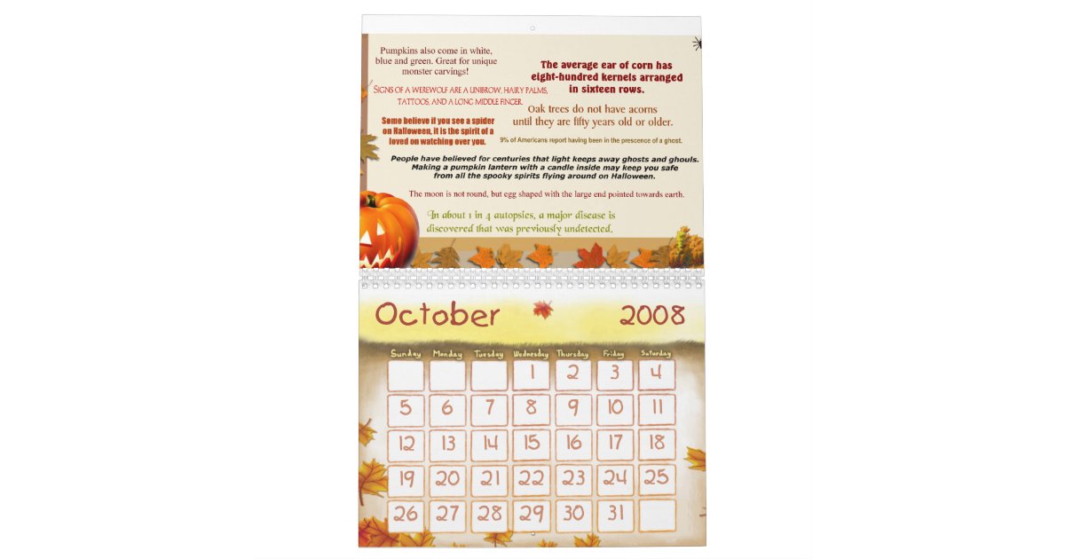 Bizarre, Strange and Fun Facts Calendar Zazzle