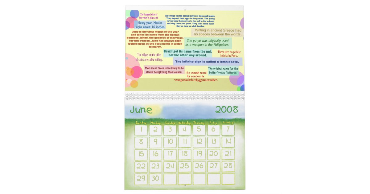 Bizarre, Strange and Fun Facts Calendar Zazzle
