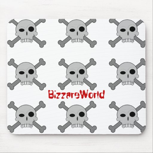 BizarreWorld Cartoon Skull 'n' Bones Mouse Pad | Zazzle