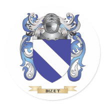 Bizet Coat of Arms (Family Crest) Round Stickers