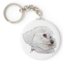 Bizou the Bichon in Deep Thought Keychain