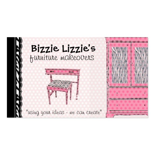 Bizzie Lizzie Zebra and Dots Business Card