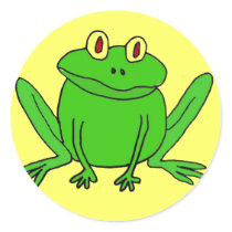 BJ- Funny Frog Round Stickers