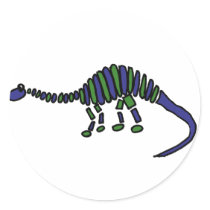 BK- Abstract Art Brontosaurus Dinosaur Round Stickers